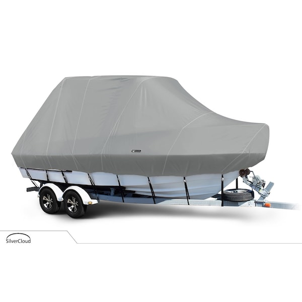 Eevelle Boat Cover BAY BOAT Rounded Bow, Outboard Fits 20ft 6in L up to 120in W Silver SCBCCTT20120B-SLR - main